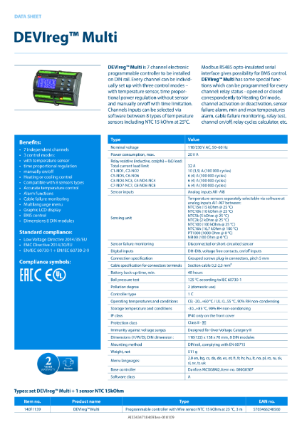 DEVIreg Multi data sheet