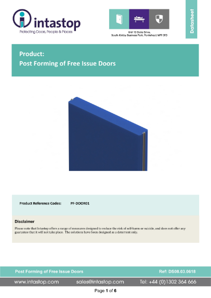 Data Sheet - Postformed Doors