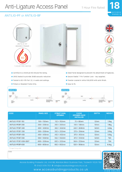 Anti-Ligature Access Panel Brochure