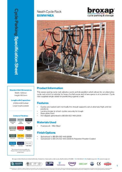Neath Cycle Rack Specification Sheet