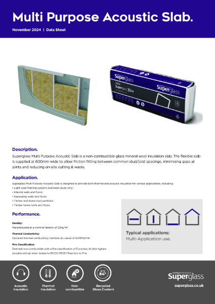 Superglass Multi Purpose Acoustic Slab - Datasheet