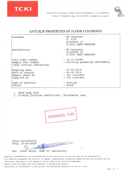 TCKI Certificate Anti-Slip
