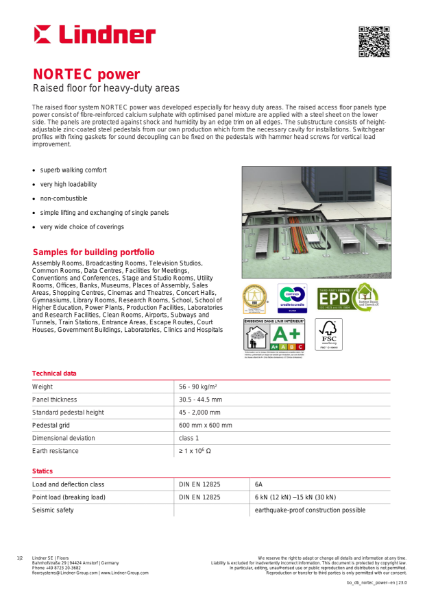 NORTEC power - Raised floor for heavy duty areas