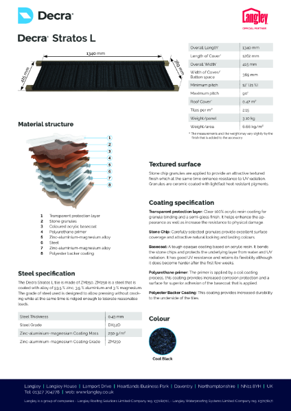 Langley Decra Stratos L Data Sheet