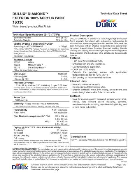 Dulux® Diamond Exterior 100% Acrylic Paint 16330