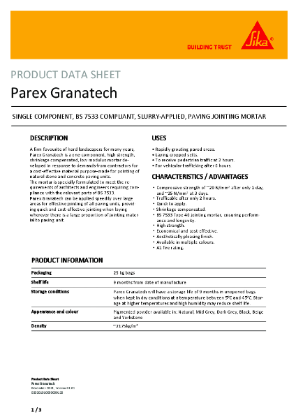 Parex Granatech - Product Data Sheet