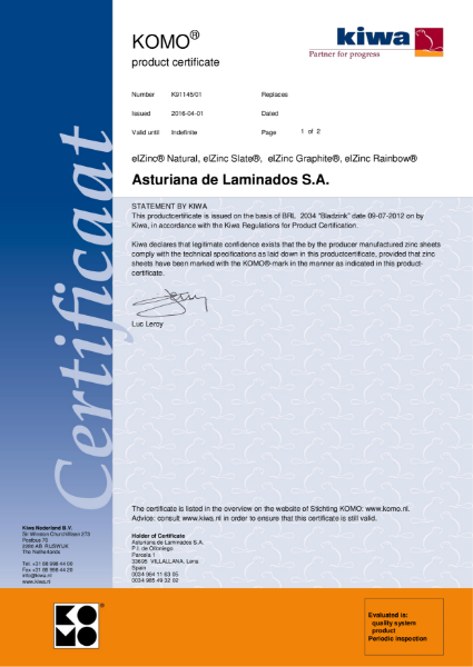 KOMO Certificate