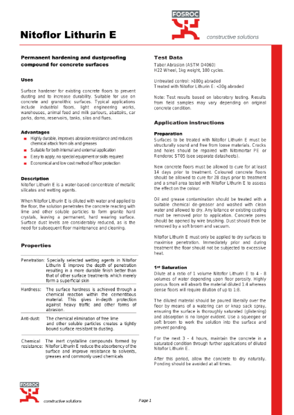 Nitoflor Lithurin E Technical Datasheet