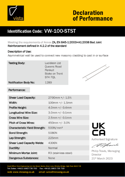 VW-100-STST Declaration of Performance
