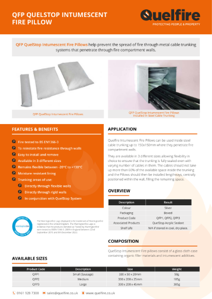 Product Data Sheet - QFP QuelStop Intumescent Fire Pillow