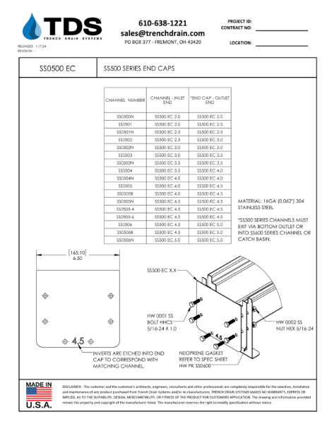 SS500 Series End Caps