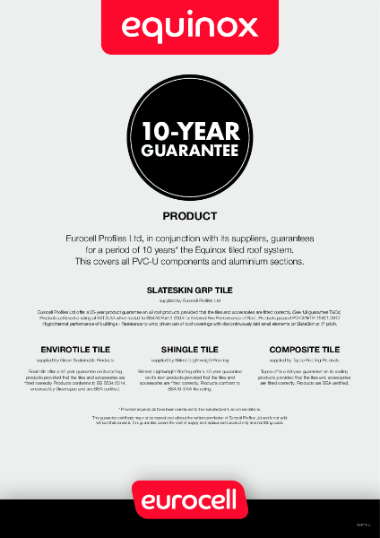 Equinox Tiled Roof 10 Year Product Guarantee Certificate