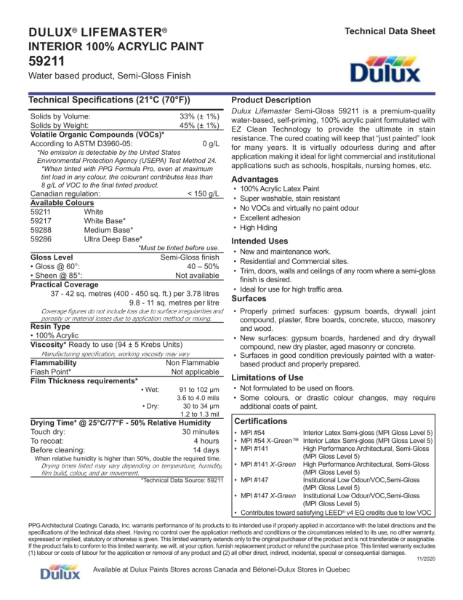 Dulux® Lifemaster® Interior 100% Acrylic Paint 59211