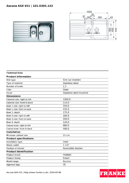 Ascona ASX 651 | 101.0305.143 Datasheet