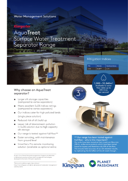 Klargester AquaTreat Full Retention GRP Data Sheet