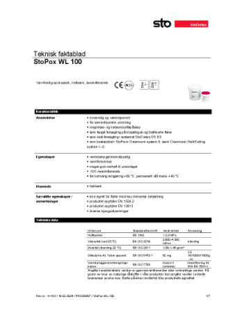 StoPox WL 100 Teknisdatablad