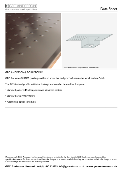 GEC Anderson Data Sheet - Boss Profile