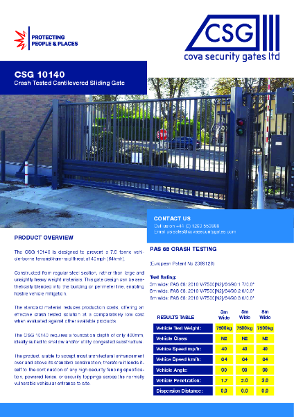 CSG 10140 - Crash Tested Sliding Cantilevered Gate