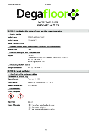 SDS Degafloor line marking white