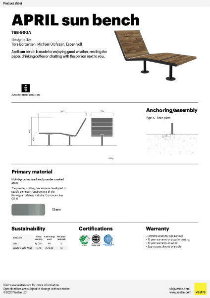 APRIL Sun Bench - 766-900A