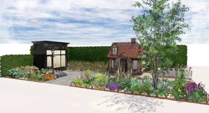 MEDITE TRICOYA EXTREME adorns vintage London shopfront at Chelsea Flower Show