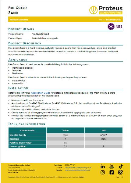 Product Data Sheet - Pro-Quartz Sand