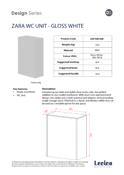 Zara WC Unit - Gloss White