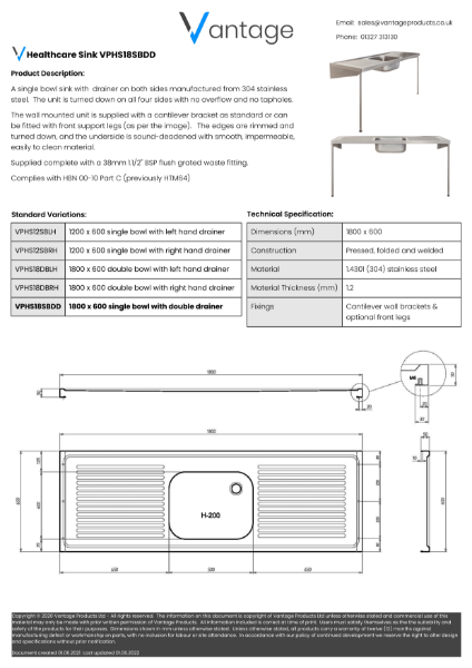 Product Data Sheet - VPHS18SBDD