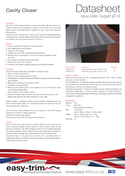 Cavity Closer Datasheet