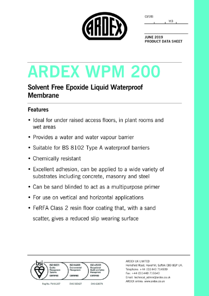 ARDEX WPM 200 Datasheet