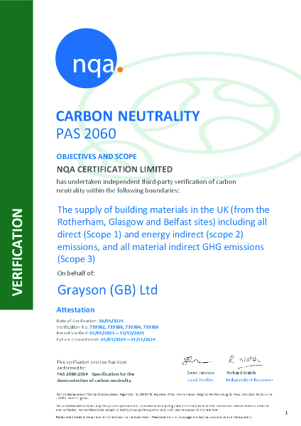 Grayson (GB) Limited Verification Opinion Statement PAS 2060 Signed RW