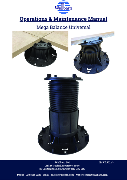 O & M Manual - Mega Balance Adjustable Pedestal