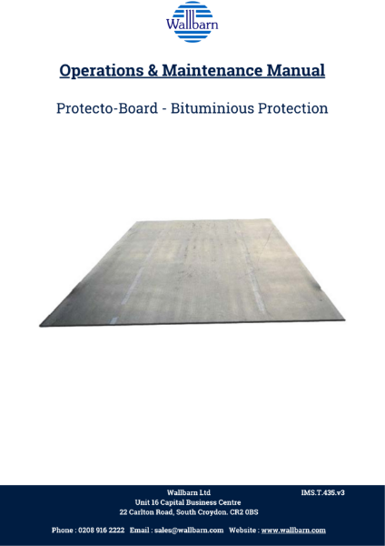 O & M Manual - Protecto Board (3mm & 6mm)