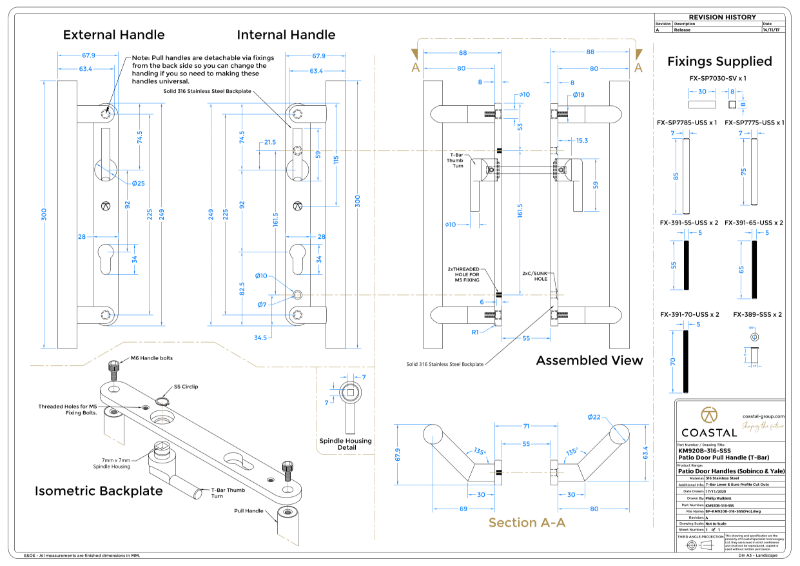 BLU™ - KM920 Patio Slide Door Handles CAD