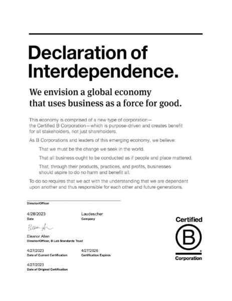 Declaration of Interdependence - Certified B Corporation