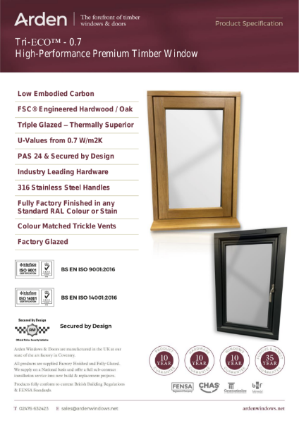 Tri-Eco 0.7 - Triple Glazed Premium Flush Casement