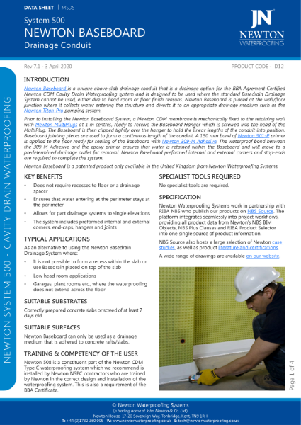 Newton CDM BaseBoard TDS