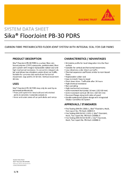System Data Sheet - SikaGloorJoint PB-30 DRS