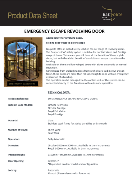 Bauporte EWS Emergency Escape Revolving Doors