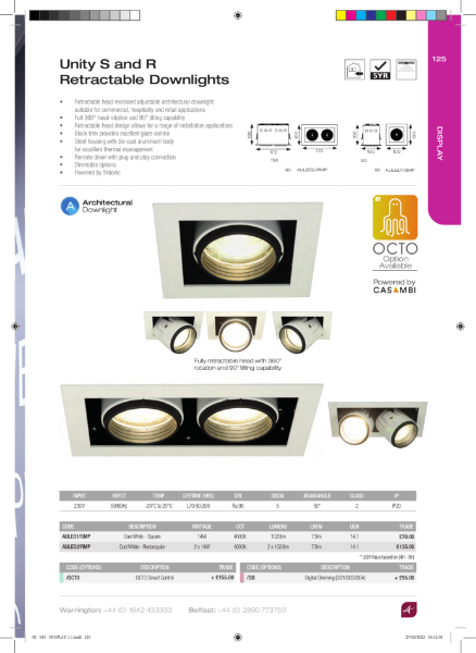 Unity S and R Retractable Downlights