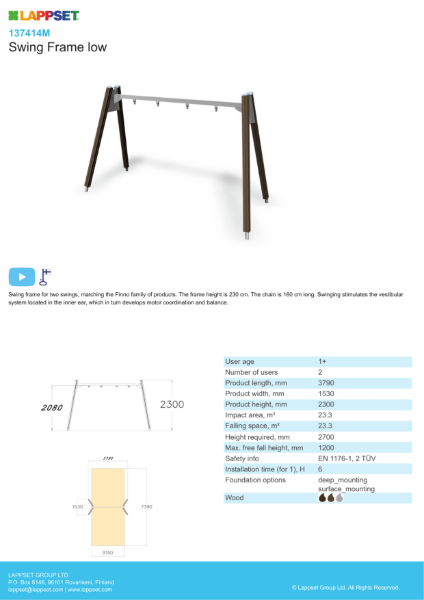 Swing Frame Low Product Sheet