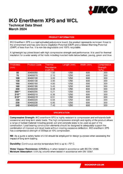 Technical Data Sheet (TDS) - IKO enertherm XPS & WCL