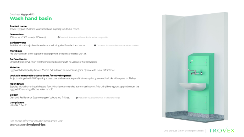 Hygipod Hand basin Slopping – Product Data Sheet