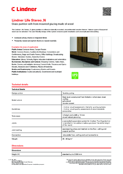 Lindner Life Stereo_N - Data sheet