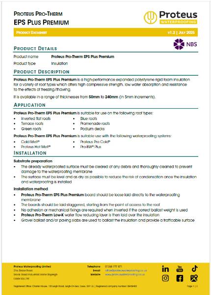 Product Data Sheet - Proteus Pro-Therm EPS Plus Premium