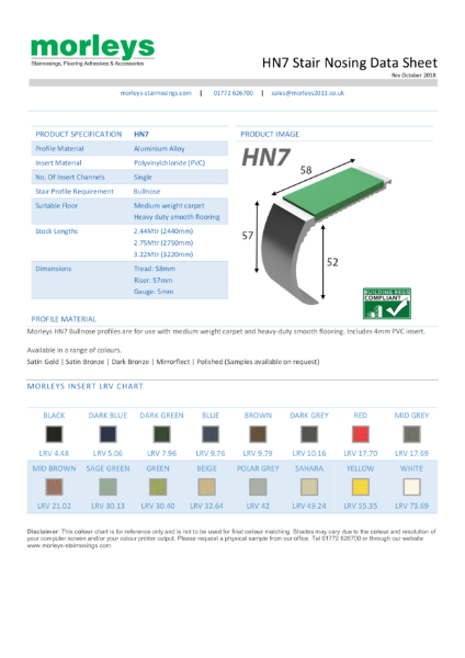 HN7 Deep Bullnose Single Channel Stair Nosing / Stair Edging for Carpet