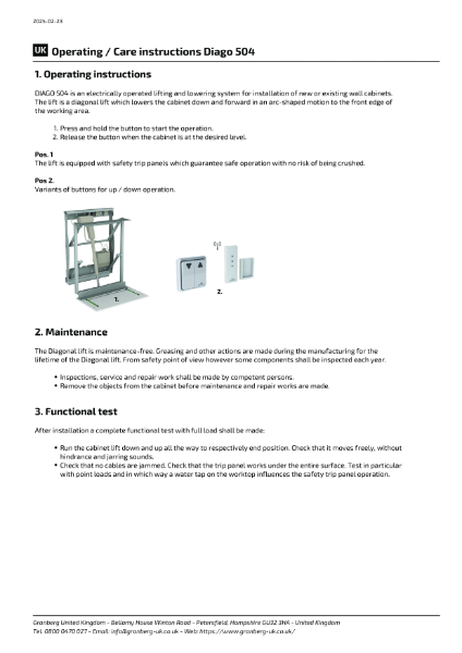 Operating & Care Instructions - Diago 504