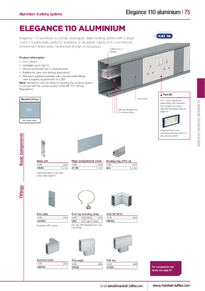 Elegance 110 Aluminium Trunking Product Data Sheet