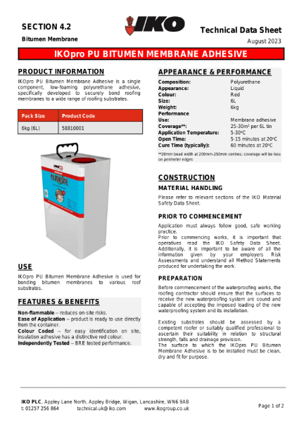 Technical Data Sheet (TDS) - IKOpro PU Membrane Adhesive