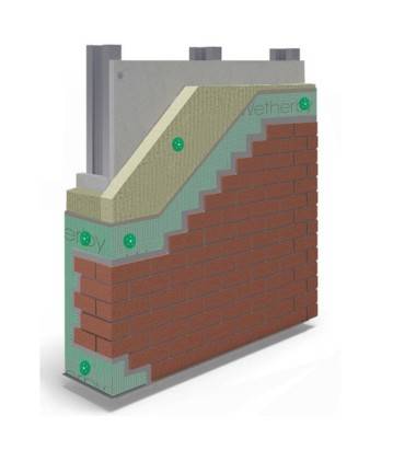 Steel Frame Direct Fix Stone Wool Clay Brick Slip A1 Rated External Wall Insulation / ETICS / EWI System - External Wall Insulation System